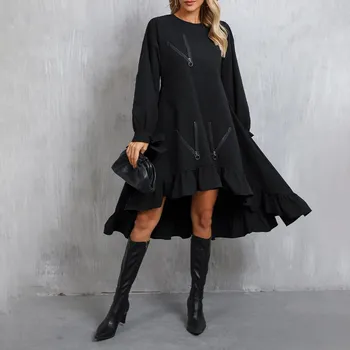 Dámské šaty Best Fashion punkové šaty v gotickém stylu s vysokým pasem Černá 2XL