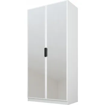 Šatní skříň Paws CYNTHIA Skříň 100 x 200 x 52 cm bílá skříň se zrcadlem