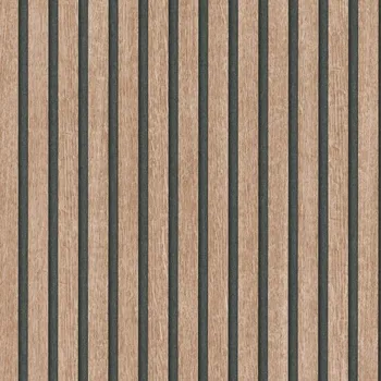 Tapeta Vinylová tapeta na vliesu lamely pruhy hnědá černá dřevo 3D