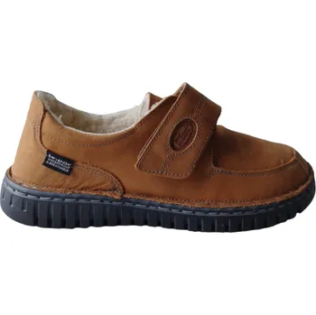 Dámská zdravotní obuv 8002/Z - 03 kožená vyteplená zdravotní obuv na suchý zip, barva hnědá 38