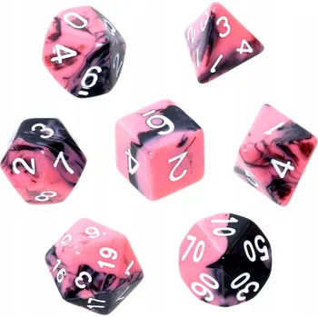 Příslušenství k deskovým hrám SADA KOSTEK PRO RPG HRY RŮŽOVO-ČERNÉ REBEL