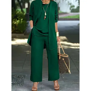 Třídílný komplet - elegantní volnočasová souprava Barva: Zelená, Velikost: 5XL