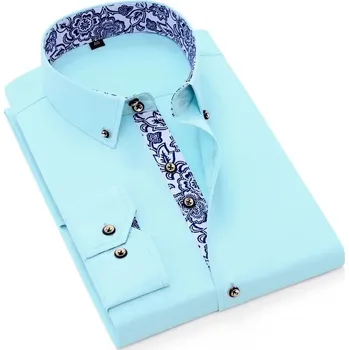 Pánská košile Svatební pánská košile se vzorovanými detaily Barva: Modrá, Velikost: 44