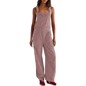 Dámský overall letní overal bez rukávů s výstřihem a páskem Barva: Růžová, Velikost: XL