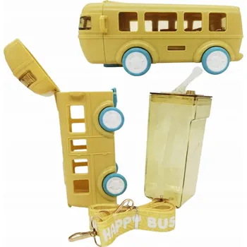 LAHEV NA PITÍ PRO DĚTI HRNEK AUTOBUS SLAMKA NEPROSAKUJÍCÍ + PÁSEK 500 ML
