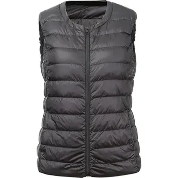 Dámská vesta ultralehká péřová vesta se zipem, zimní styl Barva: Černá, Velikost: 8XL