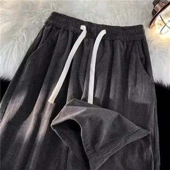 Pánské manšestrové kalhoty ve vintage stylu, rovný střih Velikost: 3XL, Barva (Varianta): K215 [Tmavě šedá]]