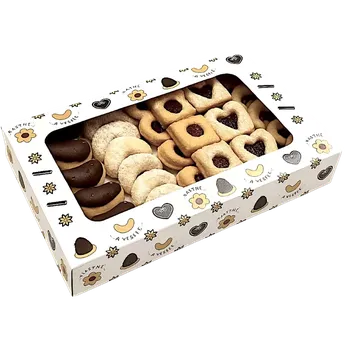 Dárková krabička Cukrárna VeHa s.r.o. Vánoční krabička "České vánoce" s průhledným okénkem na 3/4 kg cukroví 25x15x5 cm