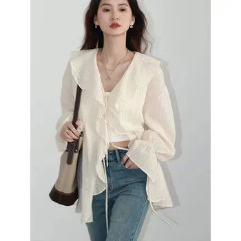 Dámská halenka Dámská halenka s volánky Barva: Aprikotová, Velikost: S