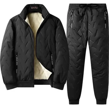 Pánská zimní souprava s fleecem – bunda, vesta a kalhoty Velikost: 3XL, Barva (Varianta): Blacktwo-piece set