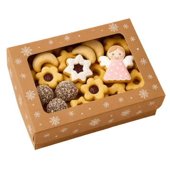 Dárková krabička Vánoční krabička hnědá s průhledným okénkem 25x15x5 cm