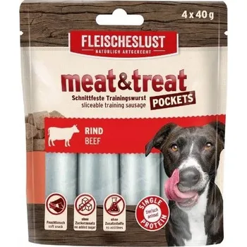 Pamlsek pro psa MEATLOVE DOG MEAT & TREAT BEEF 4X40G HOVĚZÍ MASOVÉ TYČINKY PRO PSA