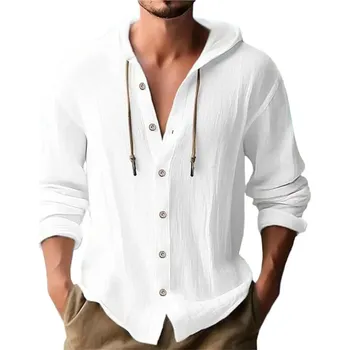 Pánská košile Pánská letní košile s kapucí ve stylu Havaj Barva: Bílá, Velikost: M