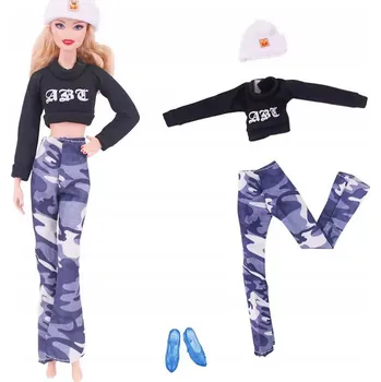 Doplněk pro panenku DÁMSKÉ OBLEČENÍ MASKÁČOVÝ S BOTAMI PRO PANENKU BABI 28 - 30 cm