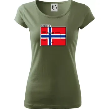 Dámské tričko Norsko vlajka další státy - Dámské triko Pure - XS ( Khaki )