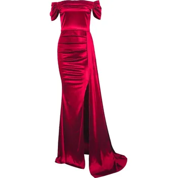 Dámské šaty Řasené šaty s odhalenými rameny Barva: Bordová, Velikost: S