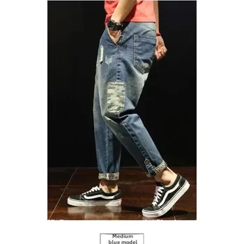 Pánské volné džíny s ohrnutými nohavicemi Velikost: 31, Barva (Varianta): Medium blue 5187