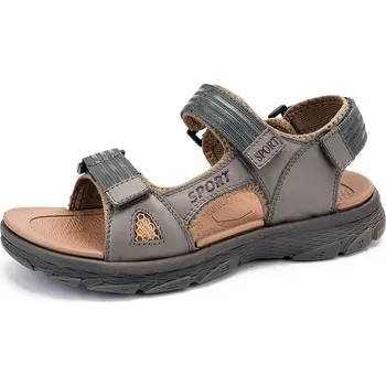 Dámské sandále Pánské kožené sandály na léto Barva: Šedá, Velikost: 43