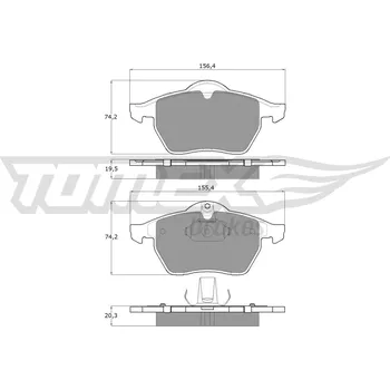 Brzdová destička Sada brzdových destiček, kotoučová brzda TOMEX TX 12-25