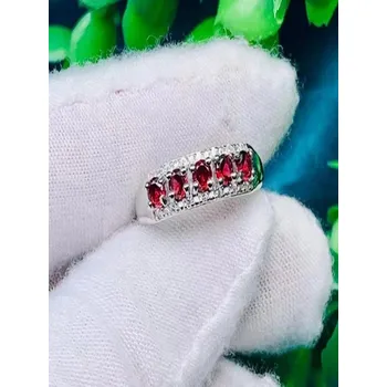 Prsten Zářivý nastavitelný prsten s granátem a zirkonem | prsteny, šperky - Granát