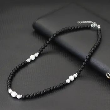 Náhrdelník Pánský onyx náhrdelník s tygřím okem | náhrdelník, doplněk - bílý howlit