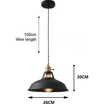 Retro závěsná lampa průmyslový styl | Stropní lustr - Černý , Žádná žárovka