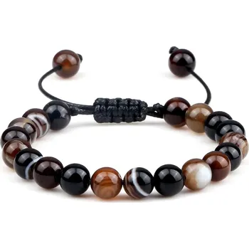 Náramek Tygří oko ručně pletený náramek energie | náramek, šperky - 8mm černý achát