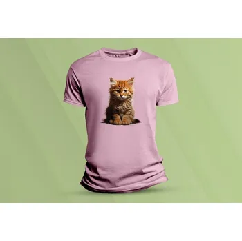 Chlapecké oblečení Dětské bavlněné tričko Kočka. Růžová velikost 104