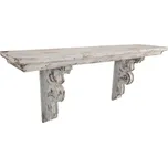 Bílá antik nástěnná dřevěná police – 100x23x41 cm + doprava zdarma