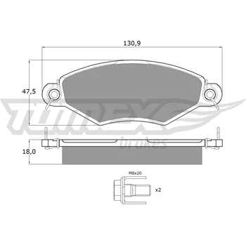 Brzdová destička Sada brzdových destiček, kotoučová brzda TOMEX TX 12-15
