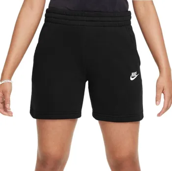 Dívčí kraťasy Dívčí kraťasy Nike Kids Sportswear Club Fleece 5" - black/white Černý (L)