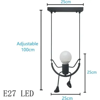 Závěsná lampa Nordic pro děti | retro kovové světlo - styl A černá