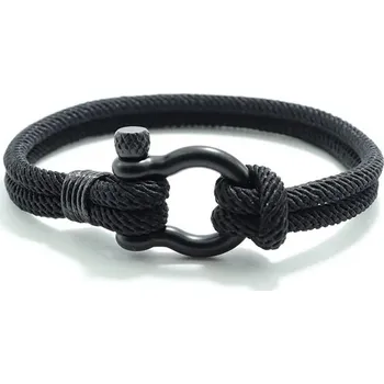 Náramek Pánský šňůrkový náramek pro štěstí | pánský náramek, stylový doplněk - Černá Černá , 20 cm