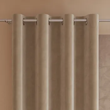 Závěs Dekorační velvet závěs s kroužky VELVI 001 tmavě béžová 140x250 cm (cena za 1 kus) MyBestHome