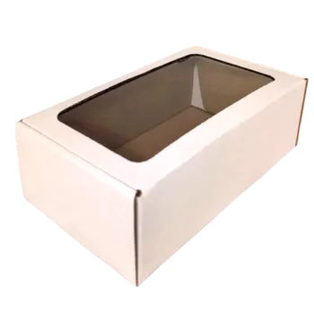 Krabička na výslužku Papírová krabička s průhledným okénkem bílá 21x12x7 cm