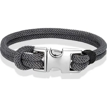 Náramek Odolný paracord náramek s ocelovou přezkou | survival náramek, záchranný náramek - Tmavě šedá , 19 cm