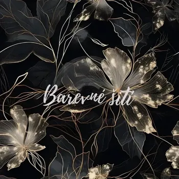 Venezia, Pavučinkove květy na&nbsp;černé (E)** (Polyesterový úplet Venezia)