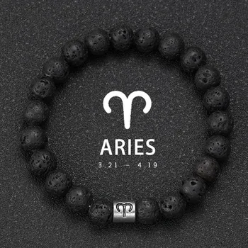Náramek Pánský náramek ze sopečného kamene se znamením | pánský náramek, náramek znamení - Beran