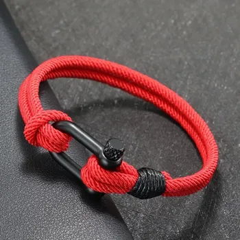 Náramek Ochranný pánský náramek z provázku | červený náramek, pánský náramek - červený , Délka 22,5 cm 8,5 palce