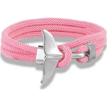 Náramek Letní párový pletený náramek ploutev | náramek, módní doplněk - stříbrná růžová