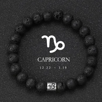 Náramek Pánský náramek ze sopečného kamene se znamením | pánský náramek, náramek znamení - Kozoroh