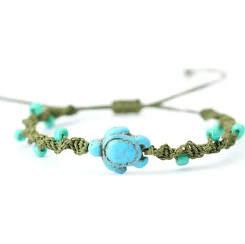 Náramek Náramek mořská želva z provázku | pánský náramek, dámský náramek - Zelený