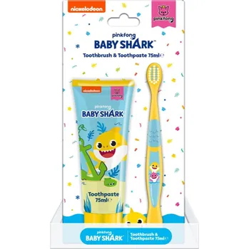Zubní kartáček Corsair Baby Shark zubní kartáček pro děti 1 ks + zubní pasta pro děti 75 ml
