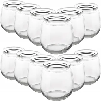 Sklenice 12x Skleněná zavařovací sklenice zavařovací sklenička nádoba pohárek kelímek na jogurt dezerty 300 ml