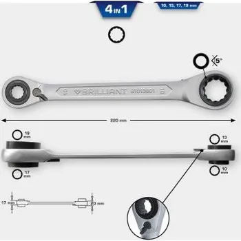 Nářadí pro automobil Dvojitý očkový klíč ráčnový Brilliant tools BT013901