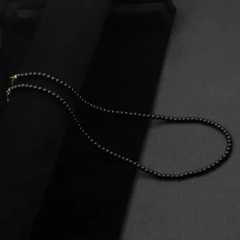 Náhrdelník Pánský náhrdelník z přírodního kamene | krátký náhrdelník, módní doplněk - Obsidián