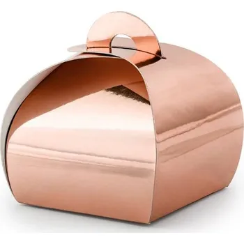 PartyDeco Krabička na pralinky růžové zlato 6 x 6 x 5,5 cm 10 ks