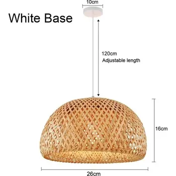Bambusová závěsná lampa | svítidlo - Bílá základna 26 cm