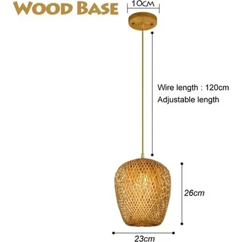Bambusová závěsná lampa | svítidlo - Styl B - Dřevěná základna