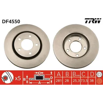 Brzdový kotouč Brzdový kotouč LUCAS DF4550